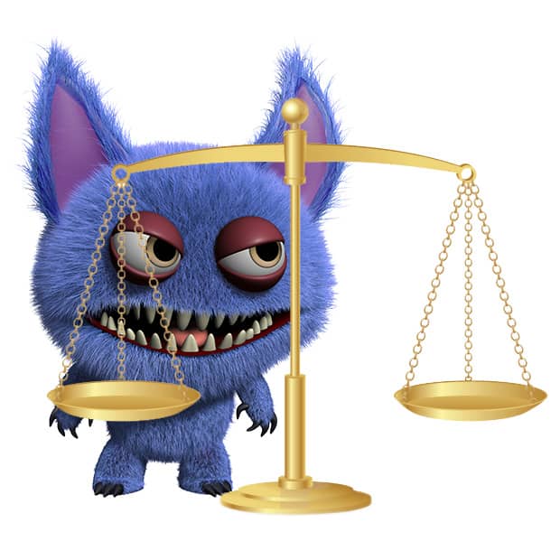 patent troll with justice scales