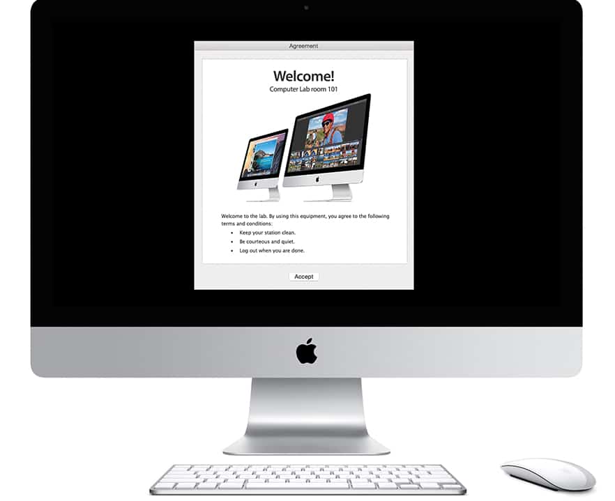 iMac with custom message screen