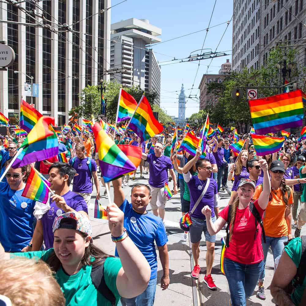 Apple employees marching in Pride parade