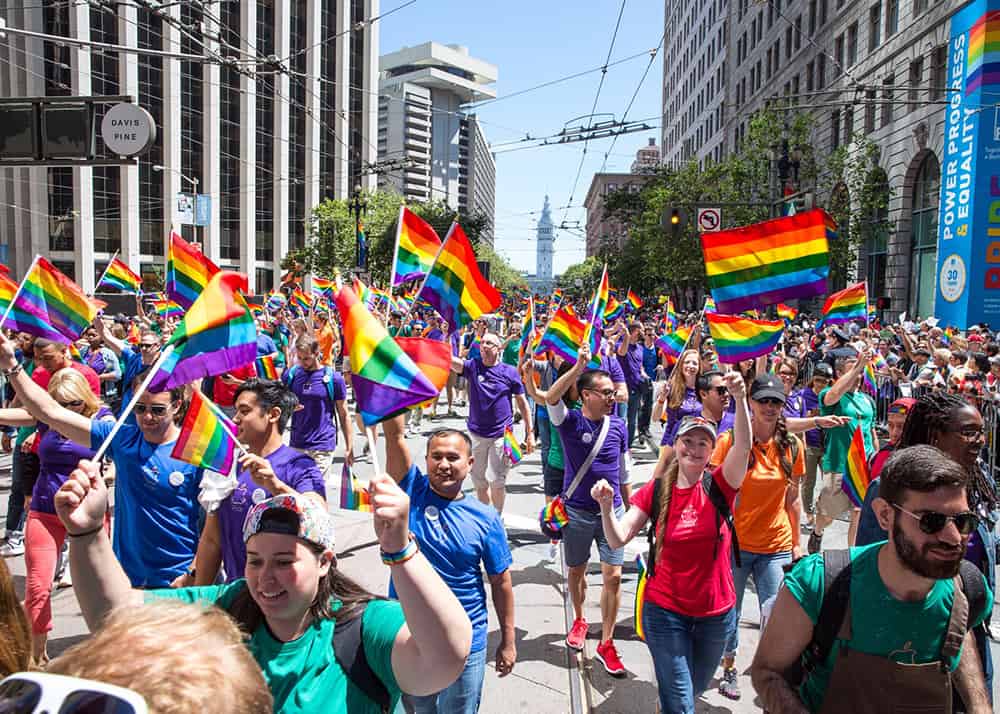 Apple employees marching in Pride parade