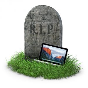 MacBook Pro and tombstone