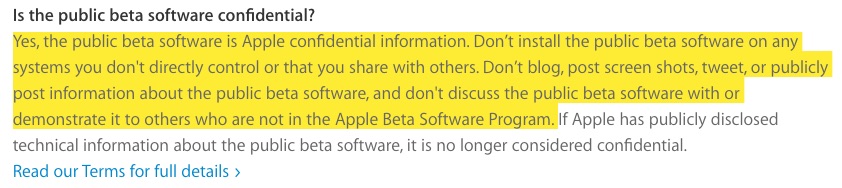 La versión beta pública de Apple no significa que puedas usarla en público