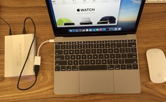 MacBook with USB hard disk