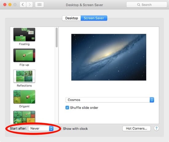 OS X Screen Saver Settings