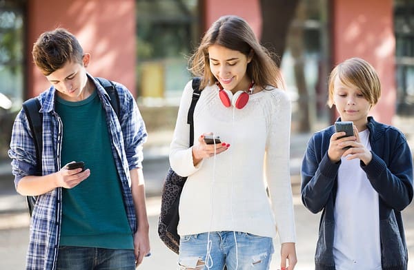 Teenagers with smartphone