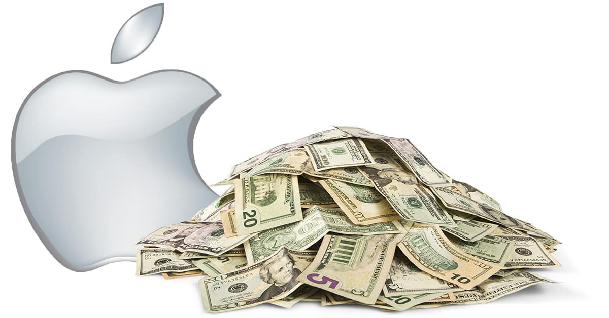 Apple with a big pile of money