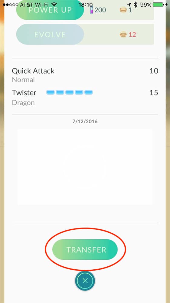 Transfer Pokémon GO