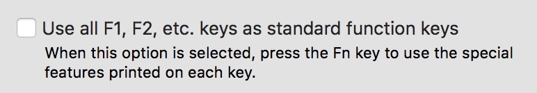 Function Keys setting in OS X System Preferences
