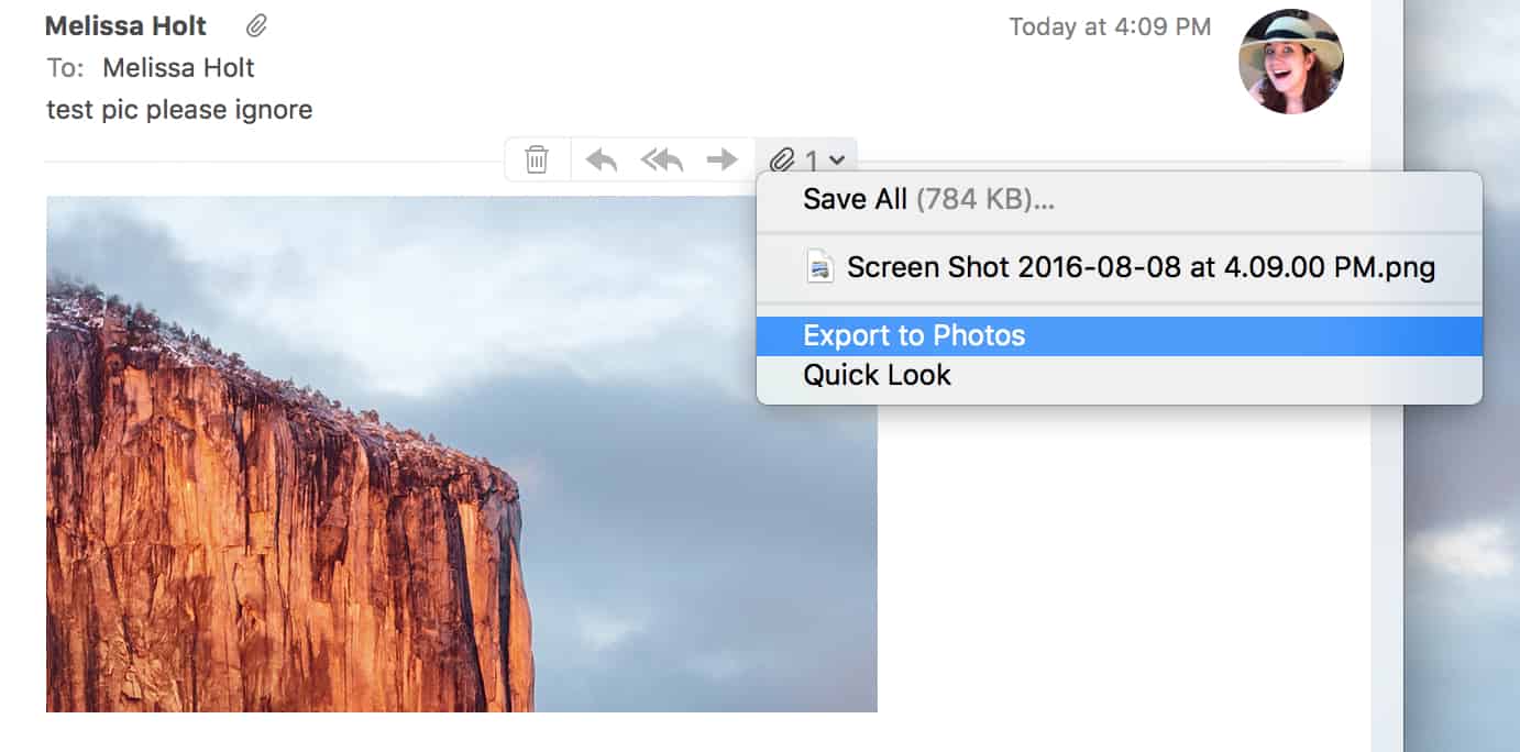 Mac Mail Drop-down menu