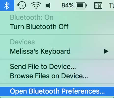 OS X Open Bluetooth Preferences