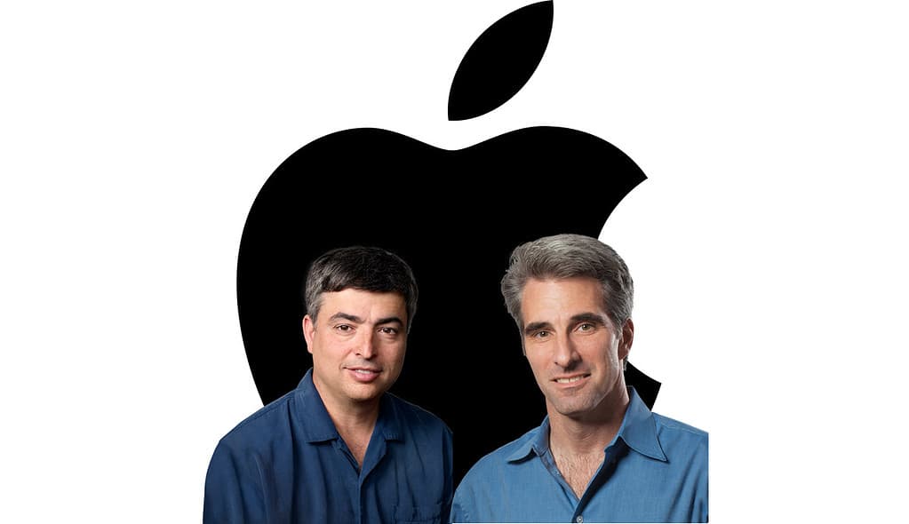Eddy Cue, Craig Federighi, Apple Logo