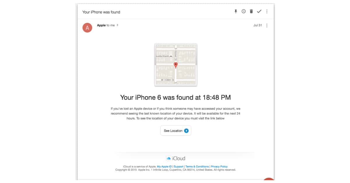 iCloud login phishing email
