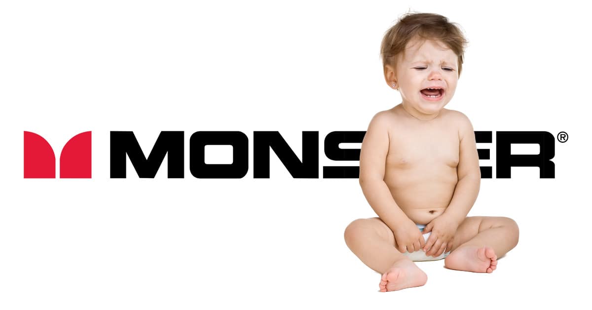 Monster logo with crying baby