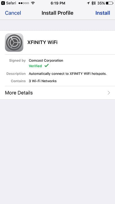 Install Secure XFINITY WiFi Profile On Your New iPhone