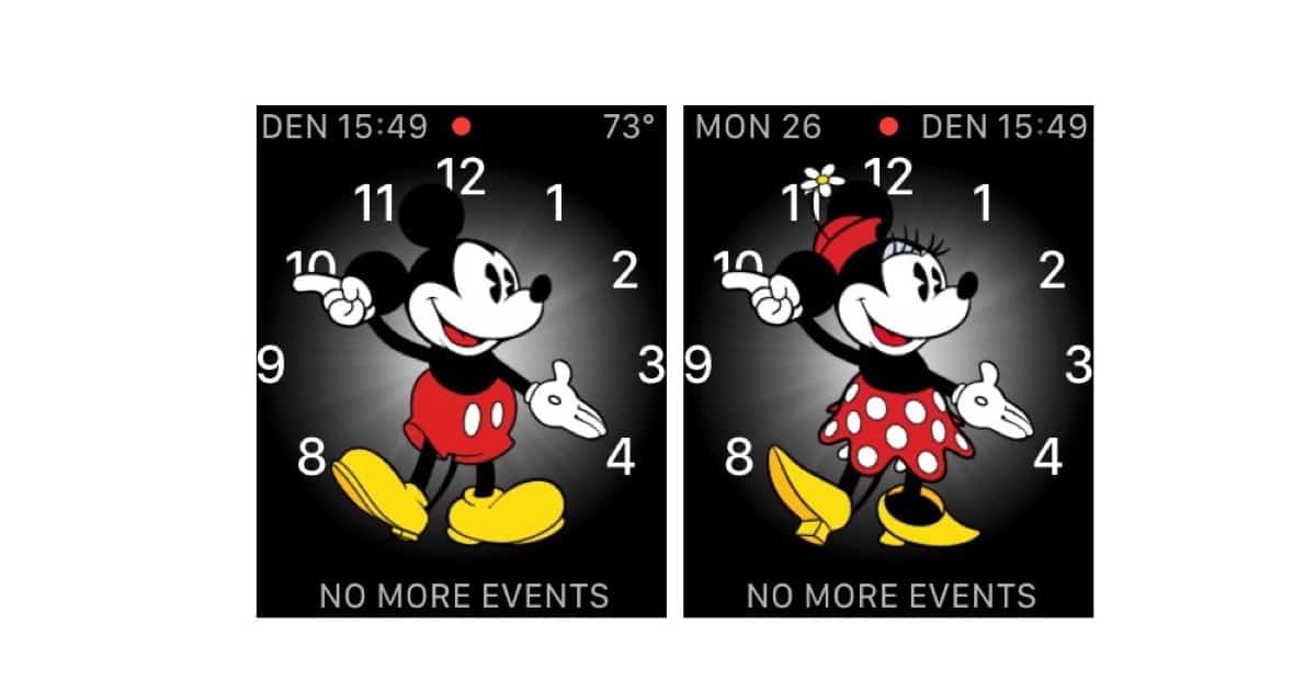 Mickey-and-Minnie Mouse watch faces.