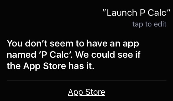 Siri tries to launch PCalc