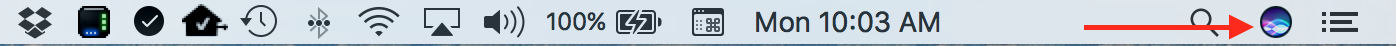 macOS Sierra Siri Menu Bar