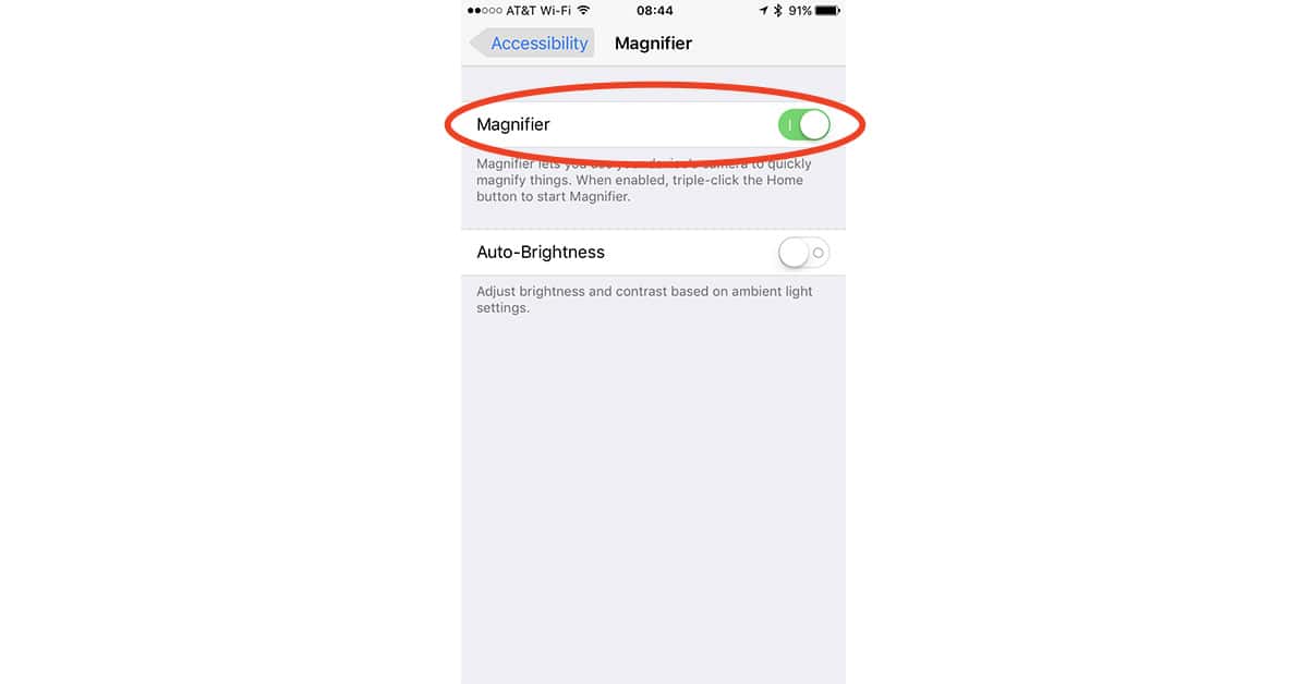iOS 10 magnifying lens setting in Accessibility