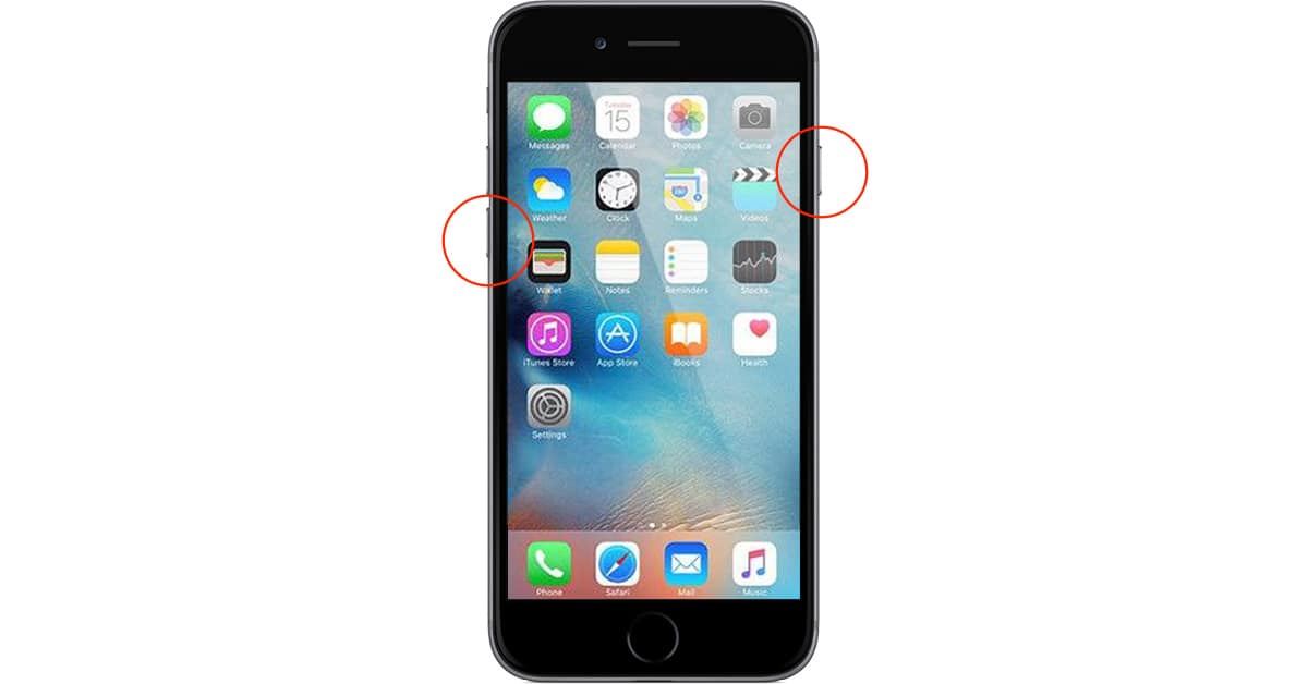 Press the Sleep/Wake and Volume Down buttons together to reboot the iPhone 7 and 7 Plus