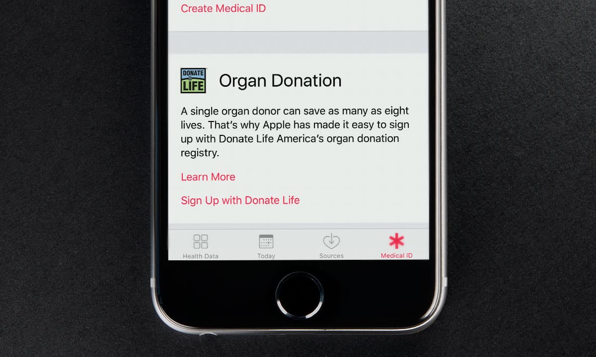 iphone organ donor registration