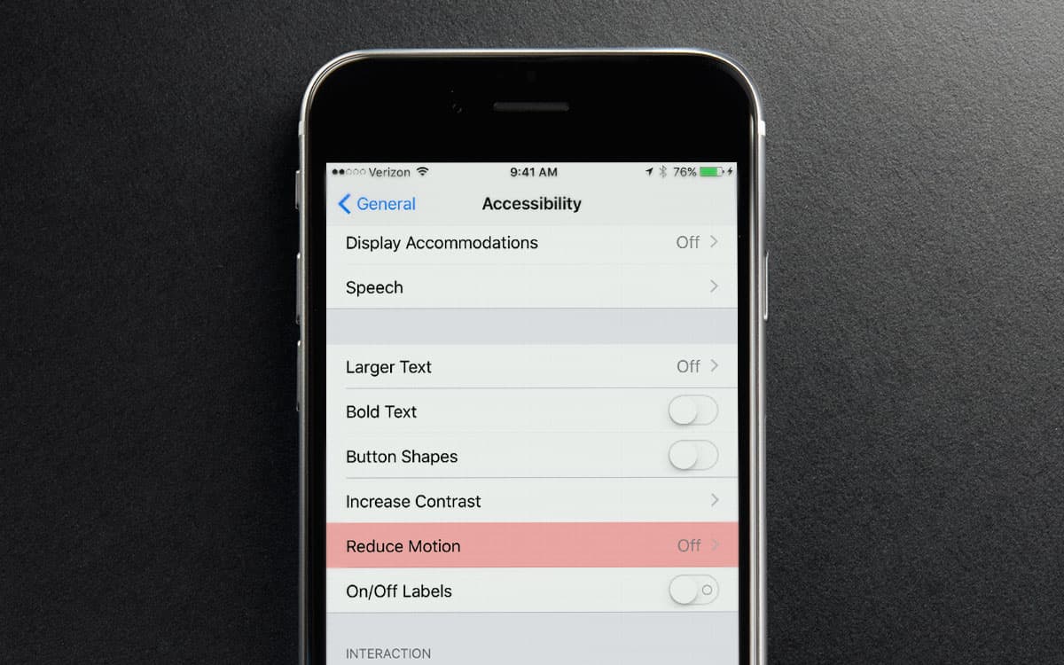 iphone reduce motion