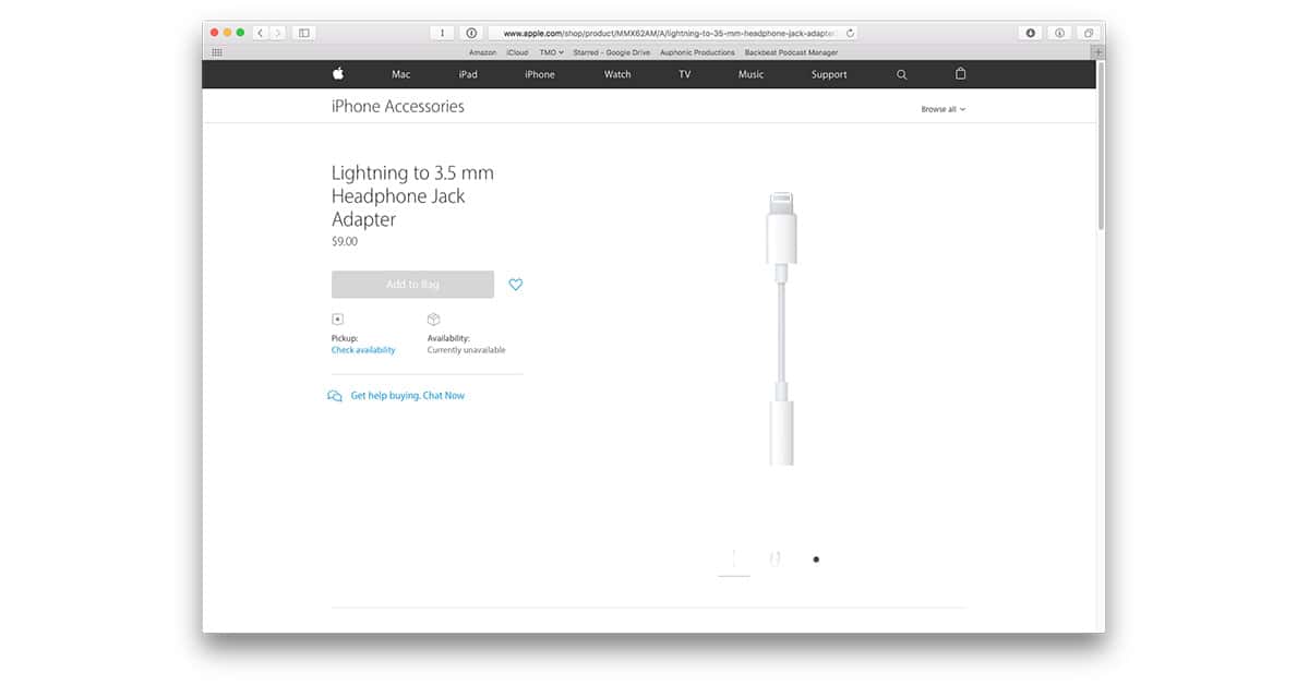 Lightning to 3.5mm headphone jack adapter