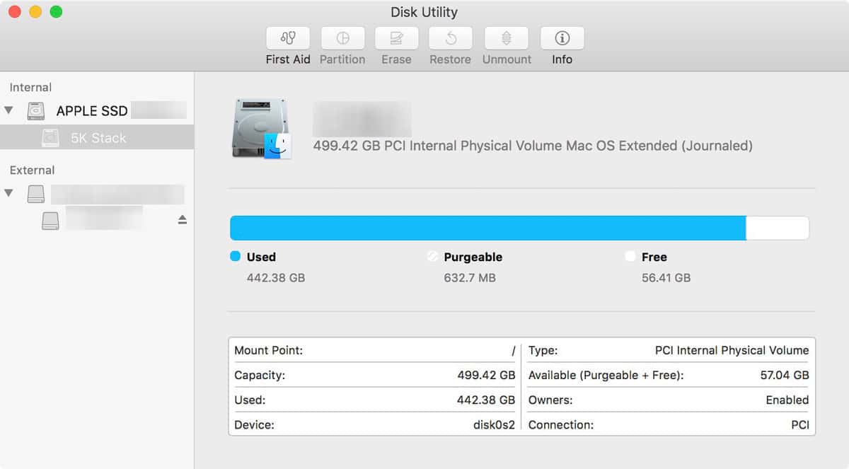 macOS Sierra Disk Utility