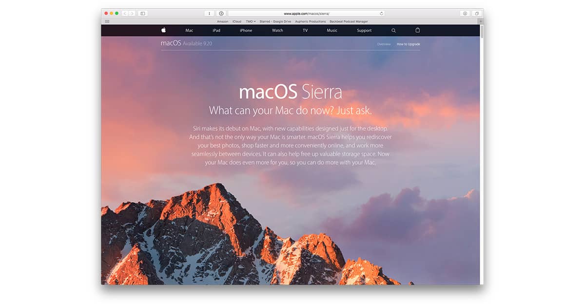 macOS Sierra website
