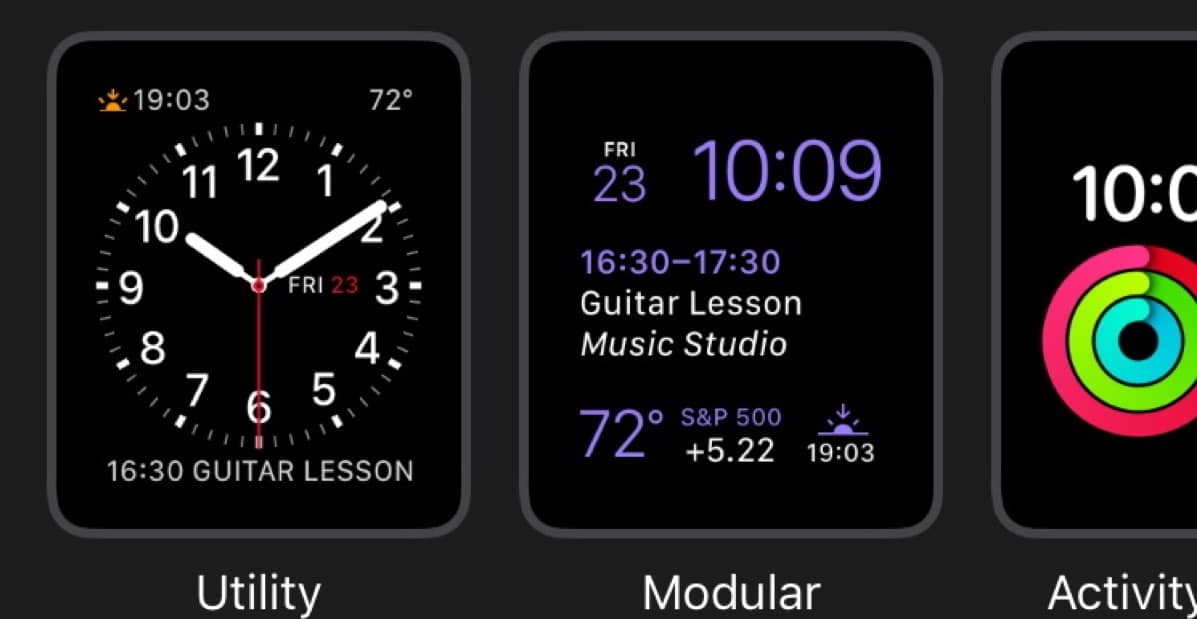 Selected watch faces.