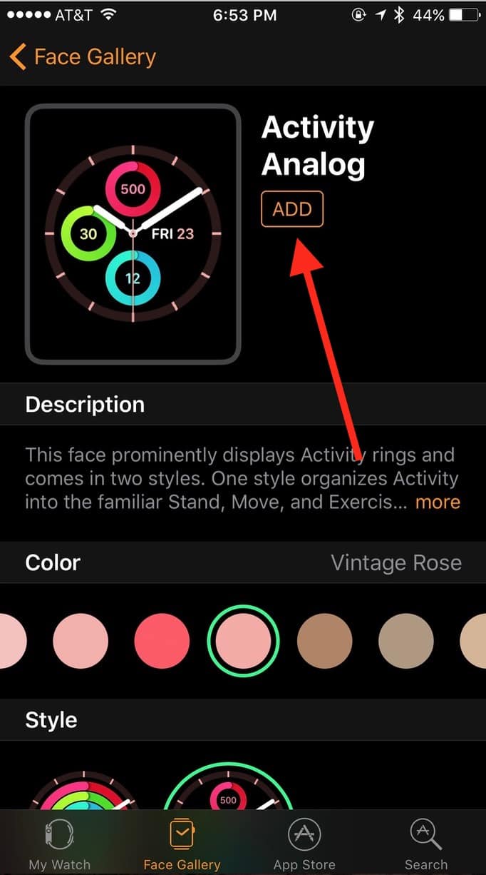 Apple Watch watchOS 3 watch face Add Button in Watch app