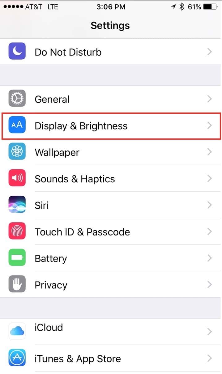 iOS 10 Raise to Wake Display Settings