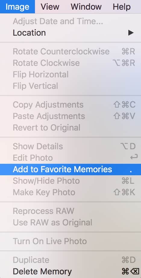 macOS Sierra Photos Memories add to favorite memories