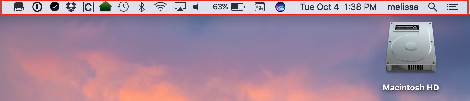 macOS Sierra Menu Bar