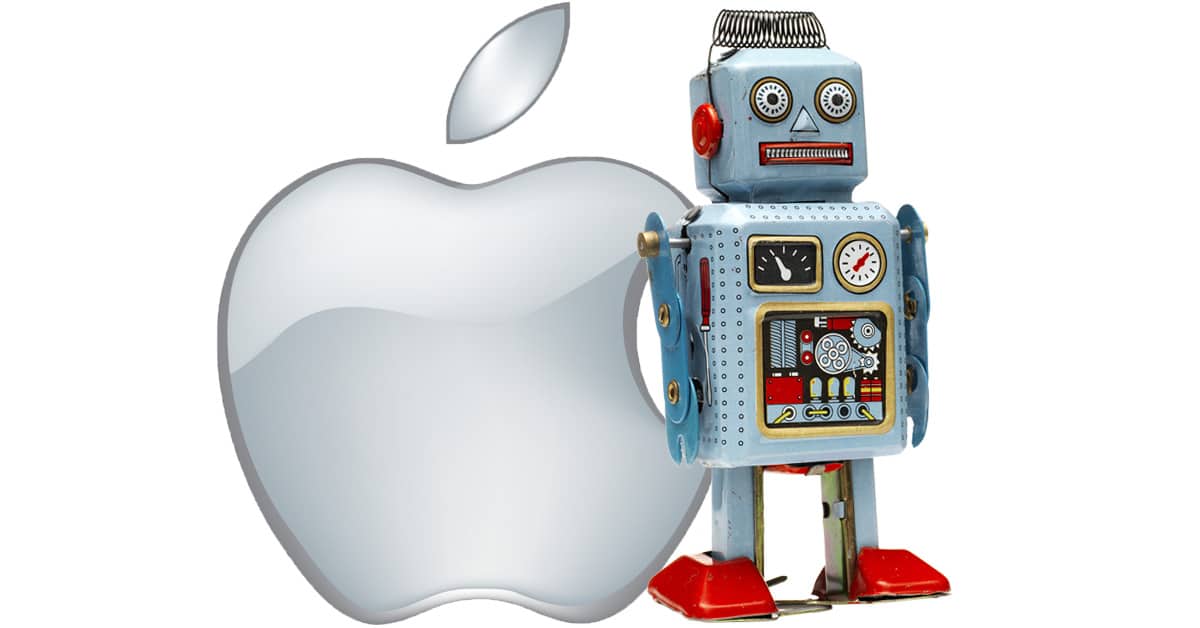 Apple logo and really smart tin robot