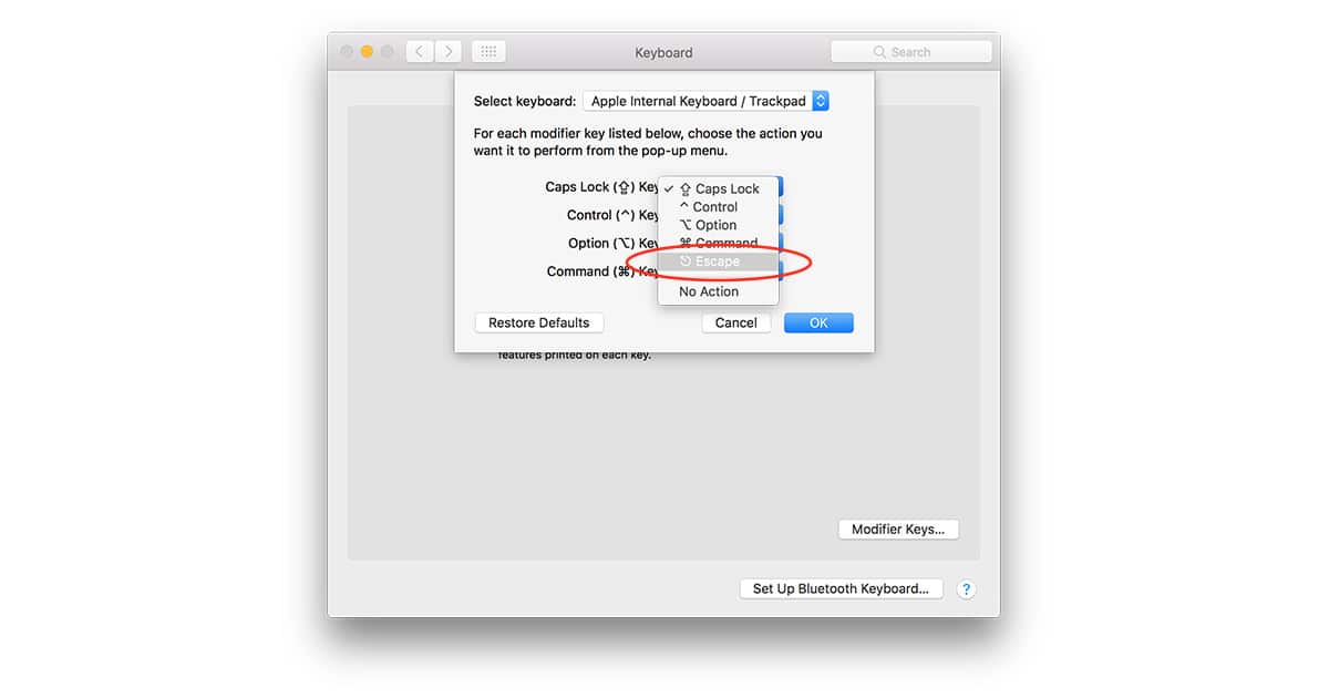 macOS Sierra 10.12.1 Keyboard settings for remapping modifier keys