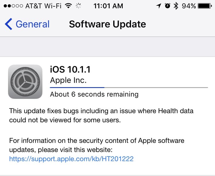 Apple Releases iOS 10.1.1 with fix for viewing Health data