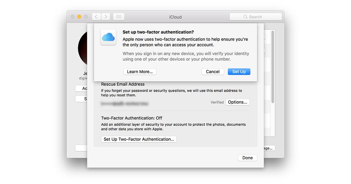 iCloud two-factor authentication setup bug fixed