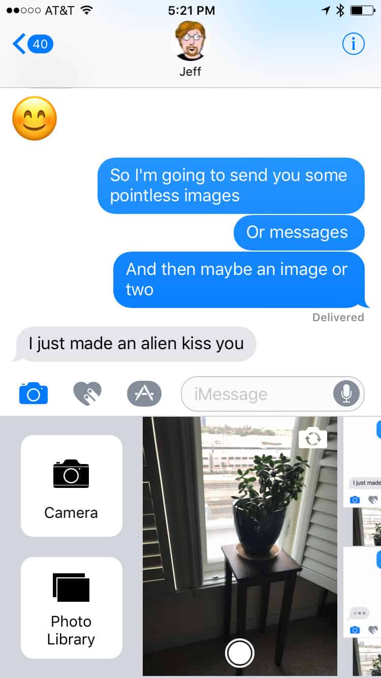 Camera and Photo Library icons in iOS 10 Messages