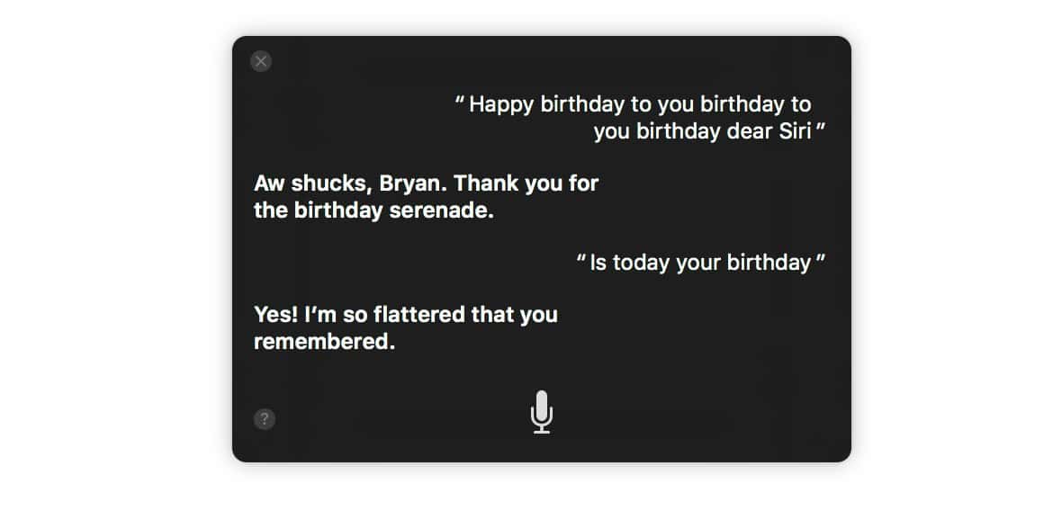 Siri's birthday in macOS Sierra
