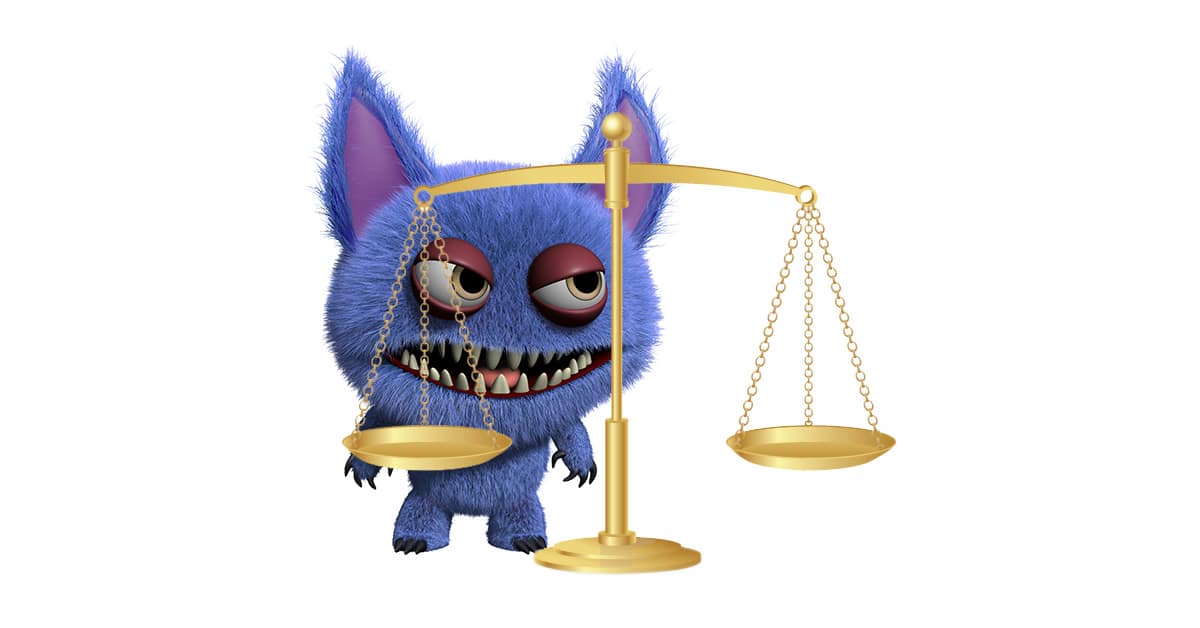 patent troll with justice scales