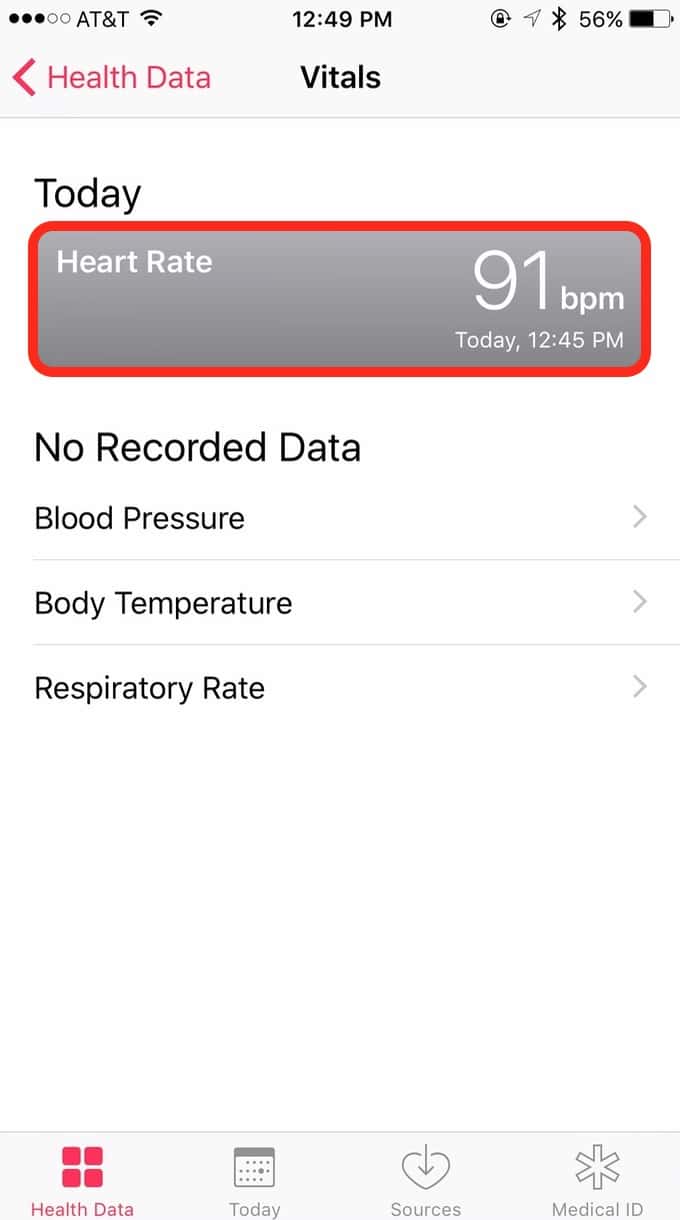 iOS 10 Health App Heart Rate