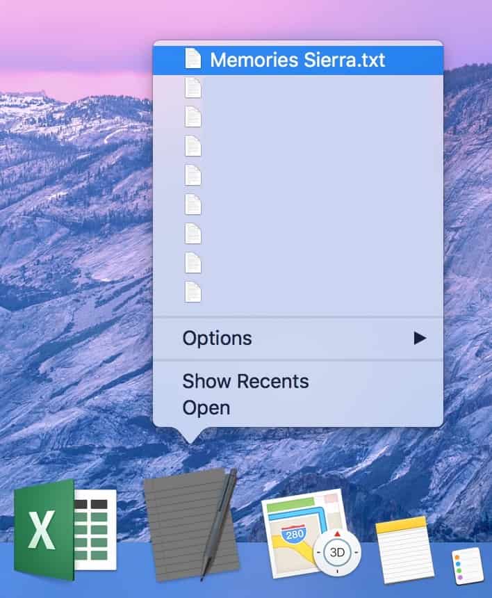 macOS Sierra Control-click Dock items to see contextual menu items