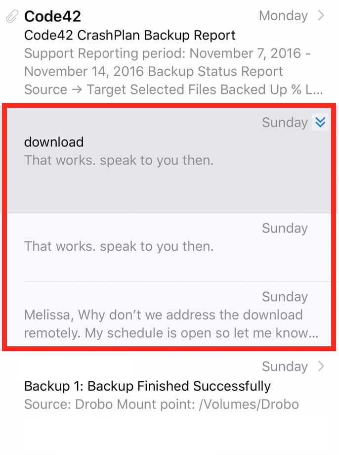 iOS 10 Mail message thread view