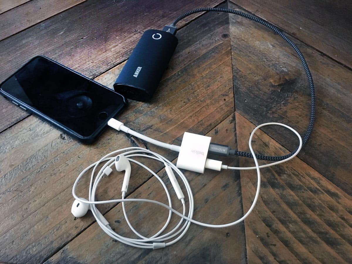 Belkin Lightning Audio + Charge RockStar with iPhone, EarPods, and Charger