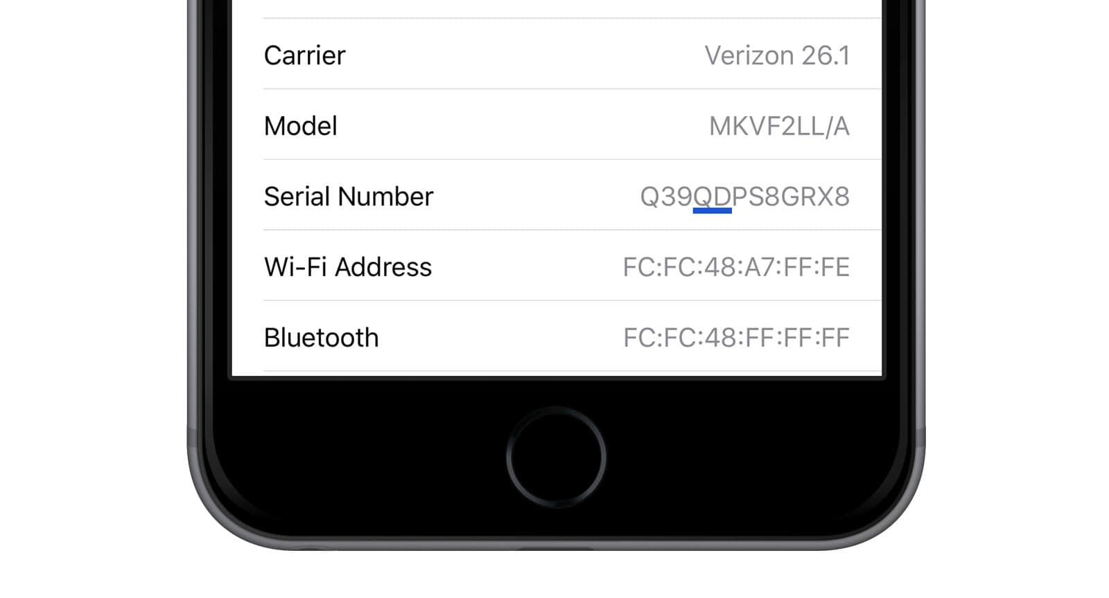 apple serial number check iphone