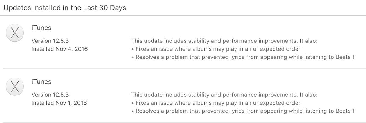 Mac App Store Update Log
