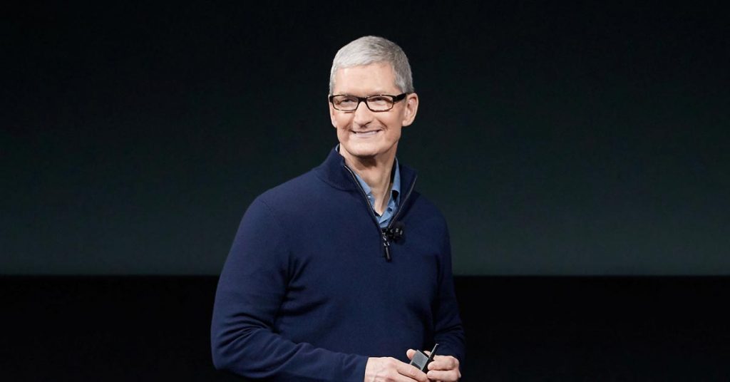 Apple CEO Tim Cook during Mac "hello again" event.