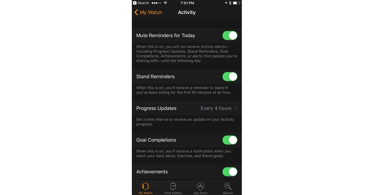 Mute/Unmute Apple Watch Activity Reminders in watchOS 3