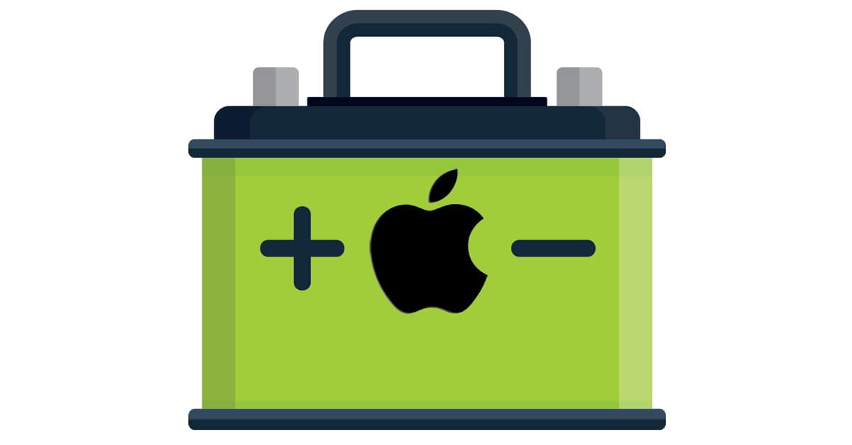 Stylized car battery with Apple logo