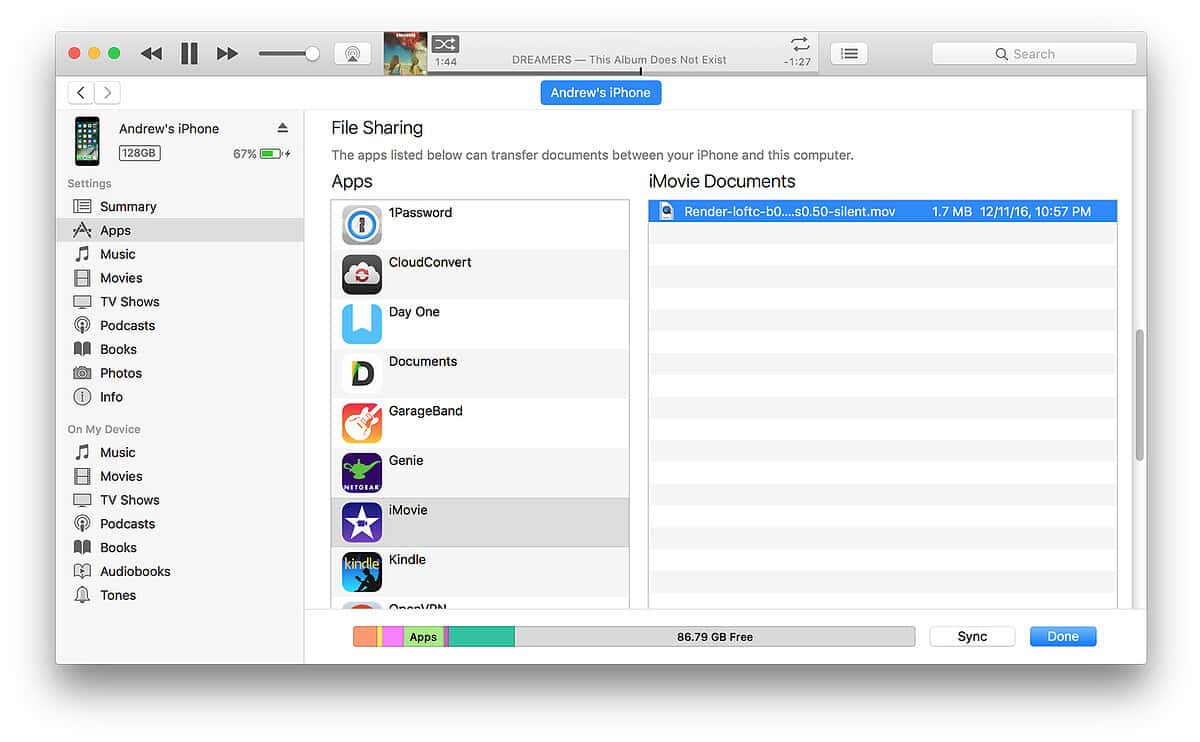 imovie transfer in itunes